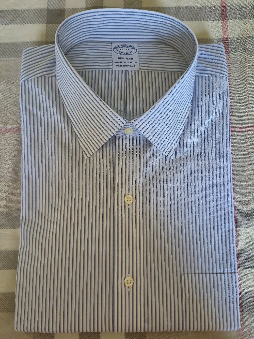 NWT Brooks Brothers Dress Shirt Non-Iron Stretch Supima Cotton Striped 17/34